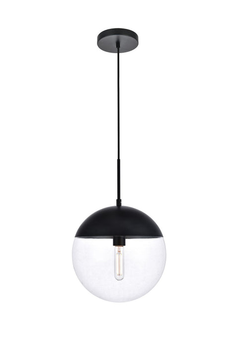 Elegant Lighting LD6039BK One Light Pendant, Black