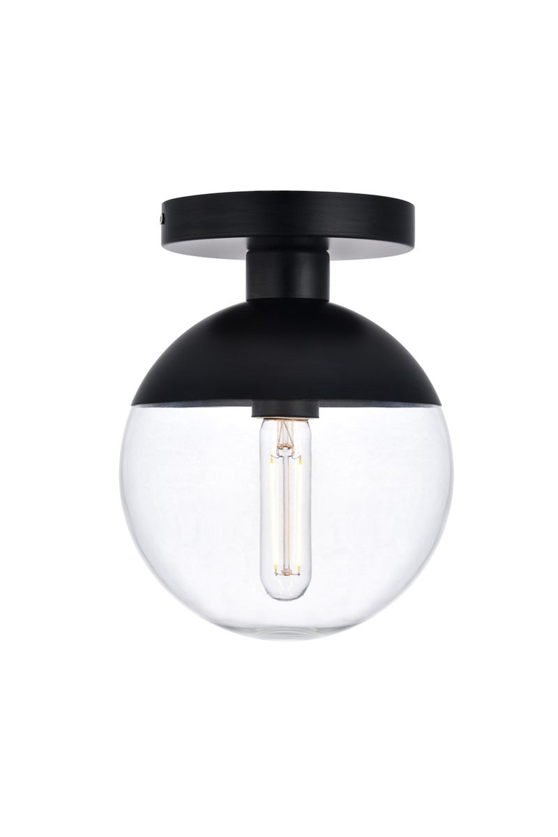 Elegant Lighting LD6051BK One Light Flush Mount, Black
