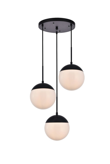 Elegant Lighting LD6068BK Three Light Pendant, Black