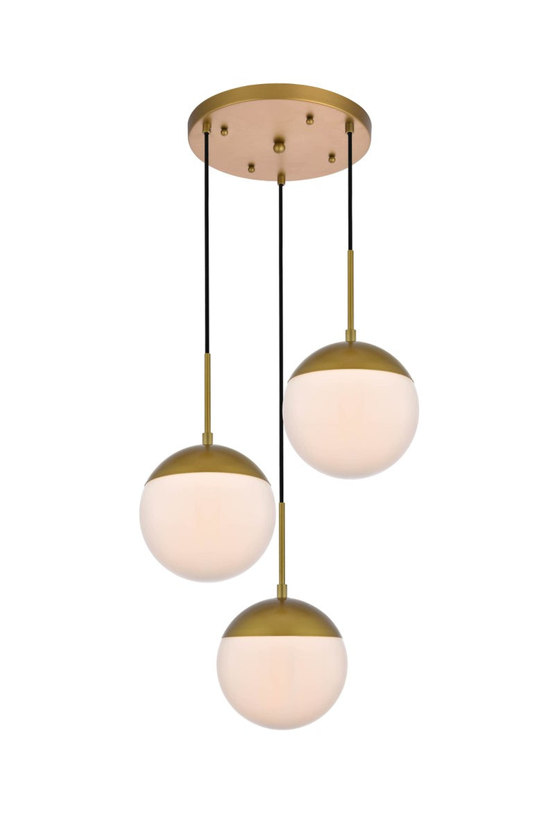 Elegant Lighting LD6072BR Three Light Pendant, Brass