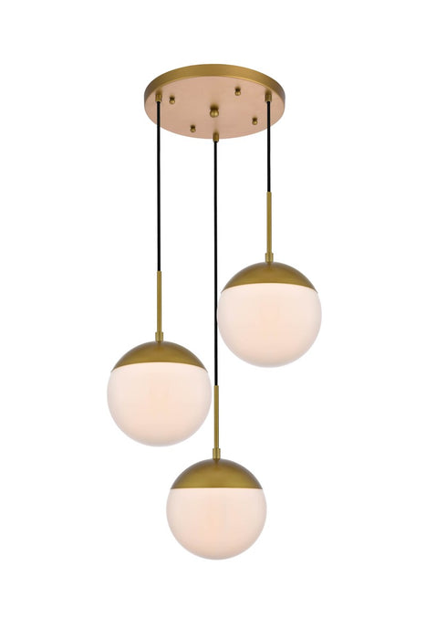 Elegant Lighting LD6072BR Three Light Pendant, Brass