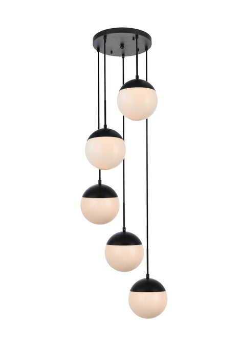 Elegant Lighting LD6074BK Five Light Pendant, Black