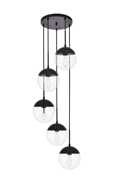 Elegant Lighting LD6075BK Five Light Pendant, Black