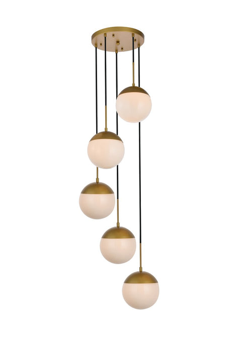 Elegant Lighting LD6078BR Five Light Pendant, Brass