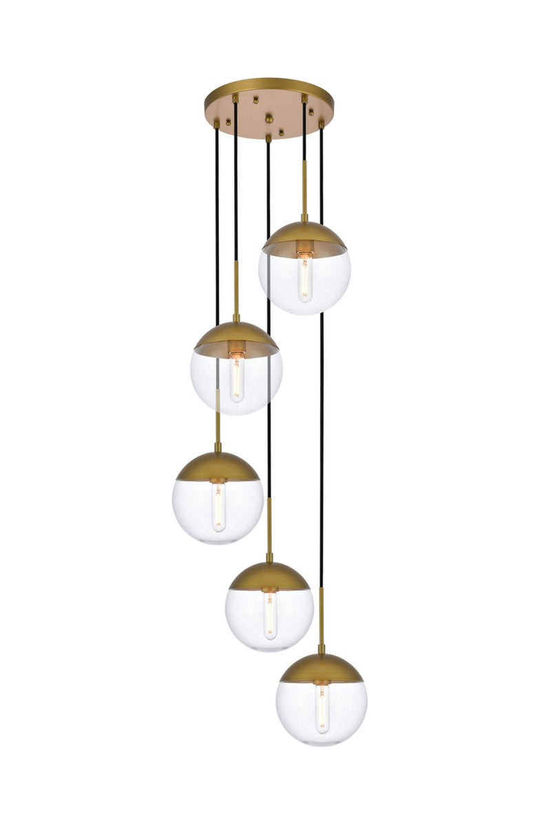Elegant Lighting LD6079BR Five Light Pendant, Brass