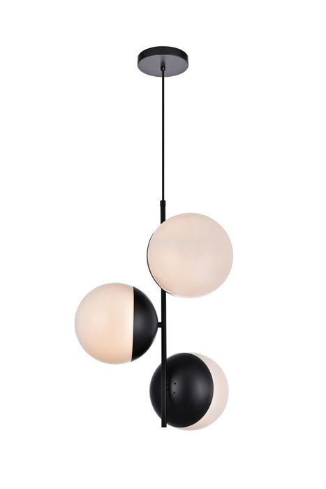 Elegant Lighting LD6122BK Three Light Pendant, Black