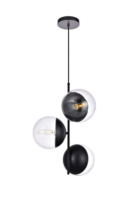 Elegant Lighting LD6123BK Three Light Pendant, Black