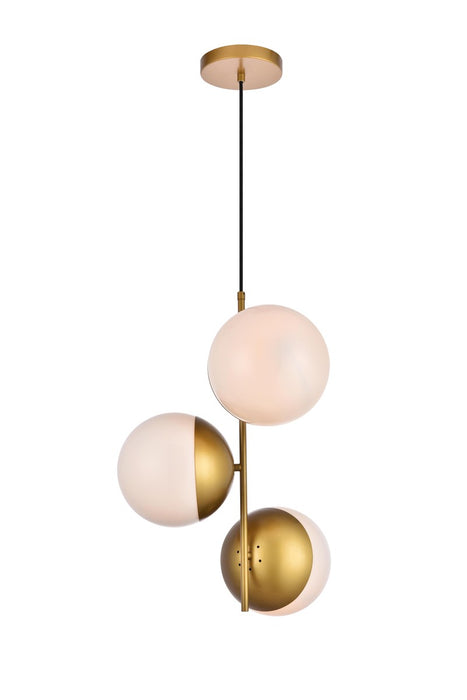 Elegant Lighting LD6126BR Three Light Pendant, Brass