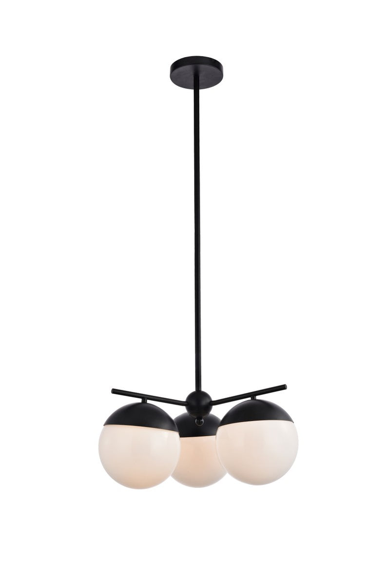 Elegant Lighting LD6128BK Three Light Pendant, Black