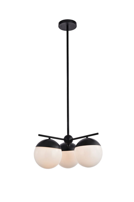 Elegant Lighting LD6128BK Three Light Pendant, Black