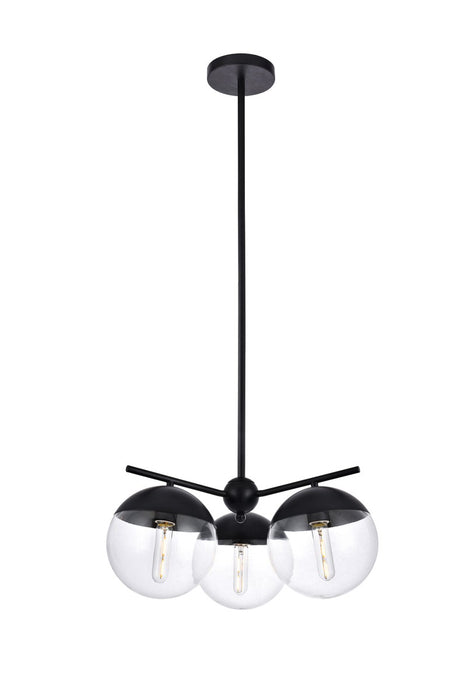 Elegant Lighting LD6129BK Three Light Pendant, Black