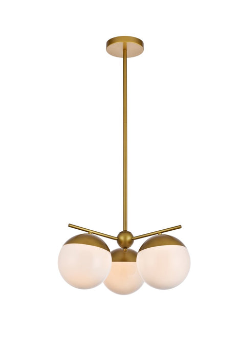 Elegant Lighting LD6132BR Three Light Pendant, Brass
