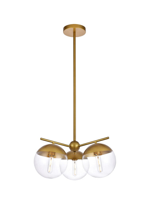 Elegant Lighting LD6133BR Three Light Pendant, Brass