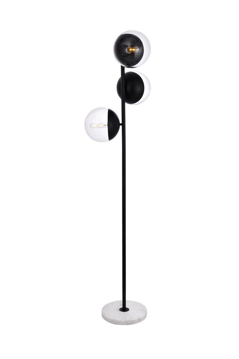 Elegant Lighting LD6159BK Three Light Floor Lamp, Black