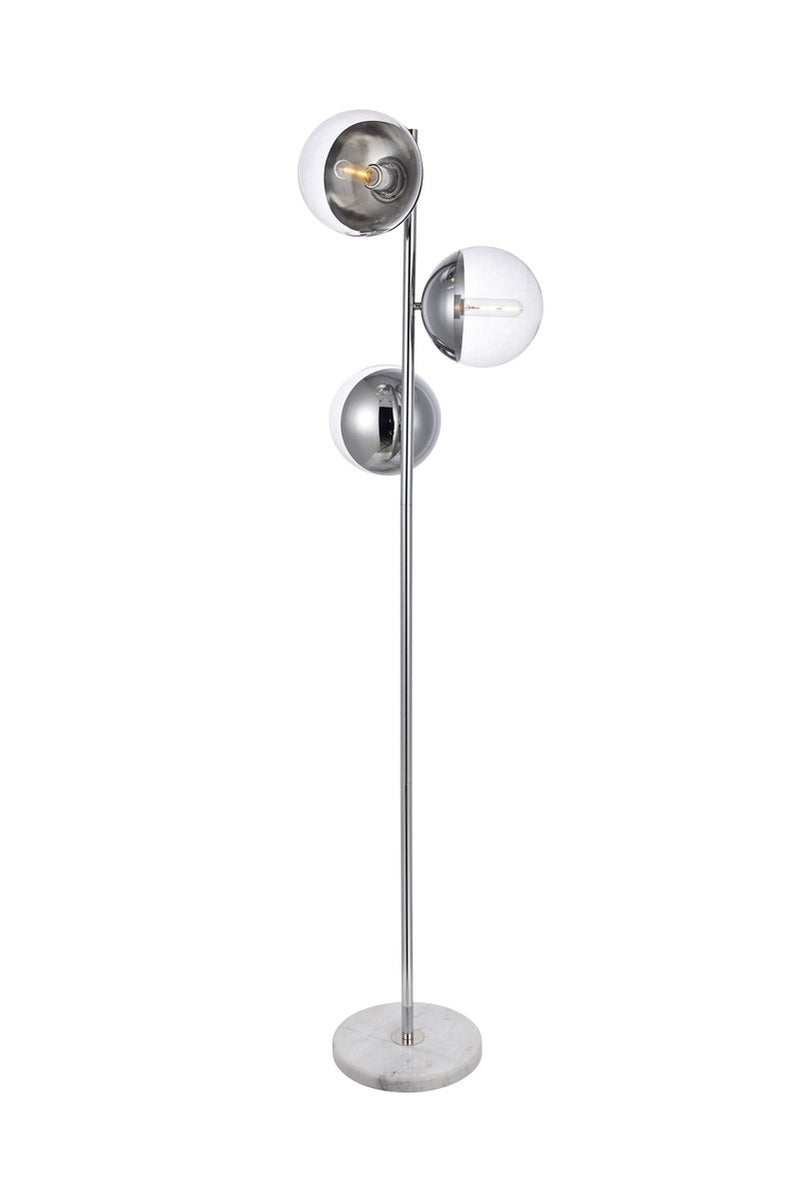 Elegant Lighting LD6161C Three Light Floor Lamp, Chrome