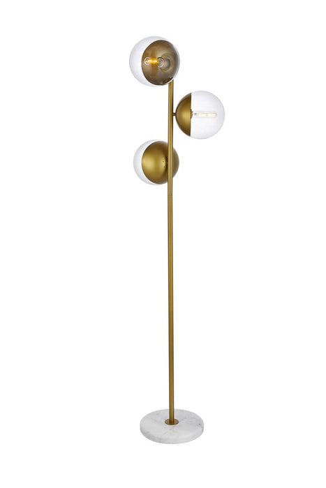 Elegant Lighting LD6163BR Three Light Floor Lamp, Brass