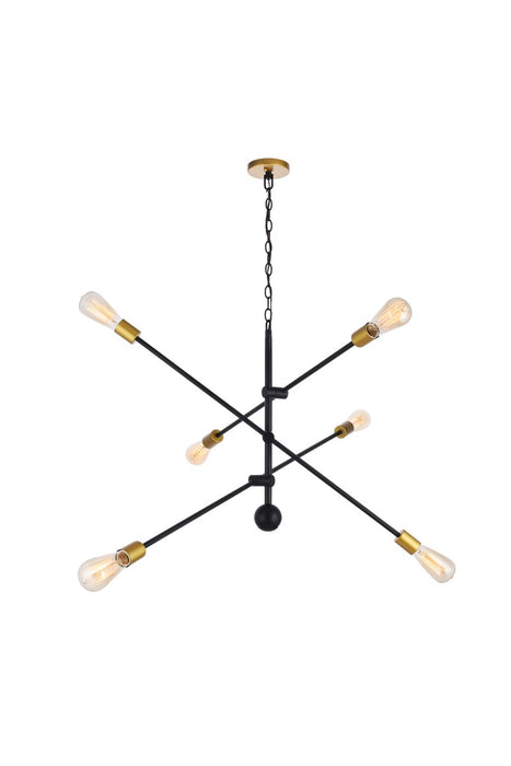 Elegant Lighting LD8009D42BK Six Light Pendant, black