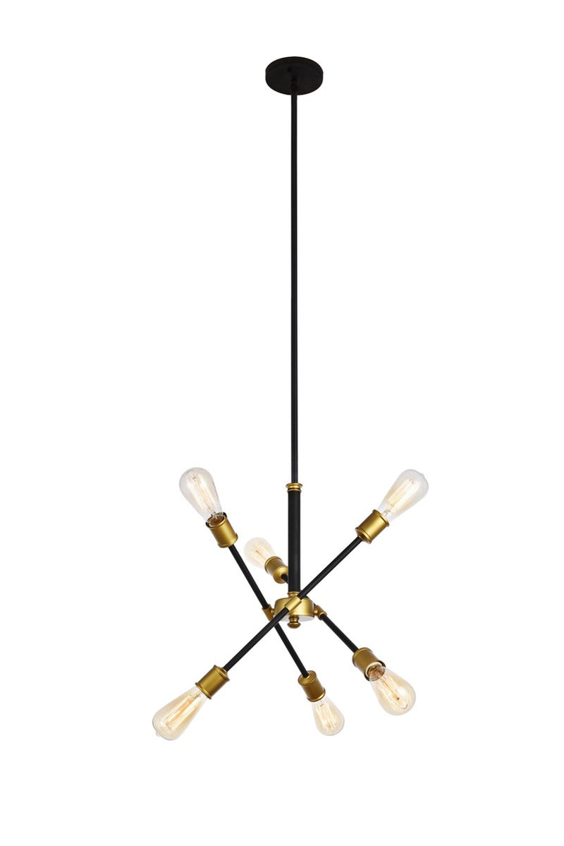 Elegant Lighting LD8015D18BK Six Light Pendant, black