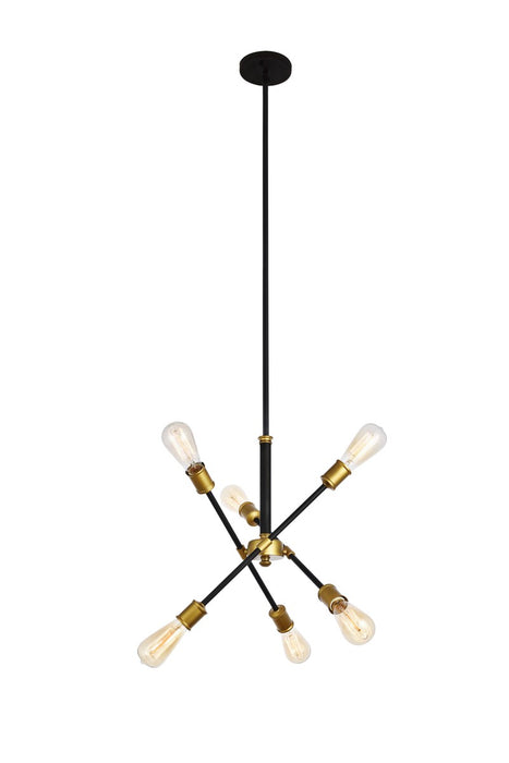 Elegant Lighting LD8015D18BK Six Light Pendant, black