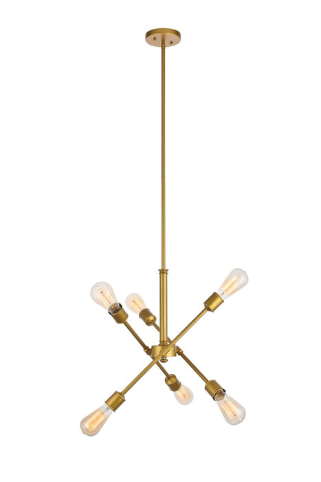 Elegant Lighting LD8017D18BR Six Light Pendant, Brass