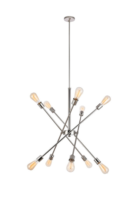 Elegant Lighting LD8018D28PN Ten Light Pendant, Polished Nickel