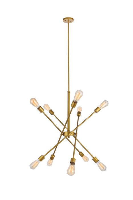 Elegant Lighting LD8019D28BR Ten Light Pendant, Brass