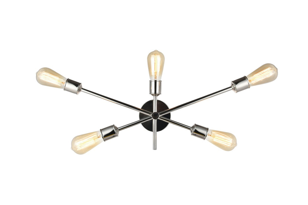Elegant Lighting LD8021W24PN Five Light Wall Sconce, Polished Nickel