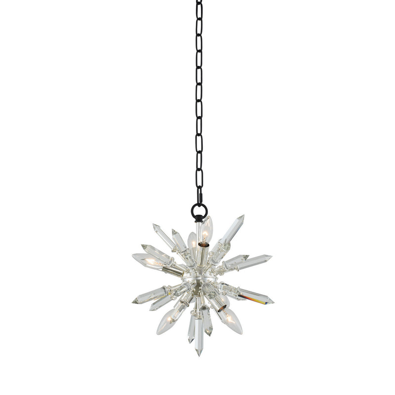 Allegri 033610-050-FR001 Six Light Pendant, Matte Black w/ Polished Silver