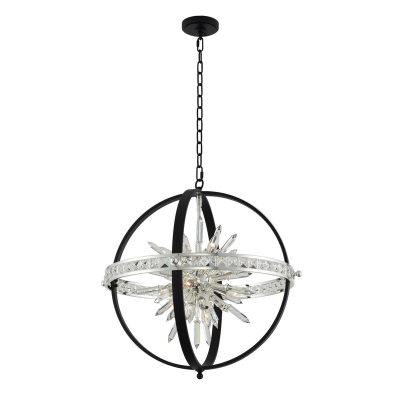 Allegri 033651-050-FR001 Ten Light Pendant, Matte Black W/ Polished Silver