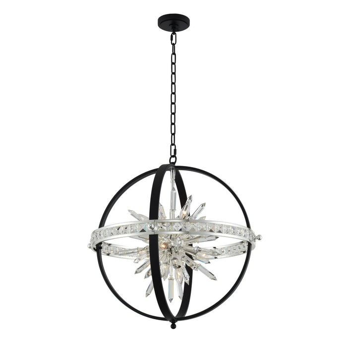 Allegri 033651-050-FR001 Ten Light Pendant, Matte Black W/ Polished Silver