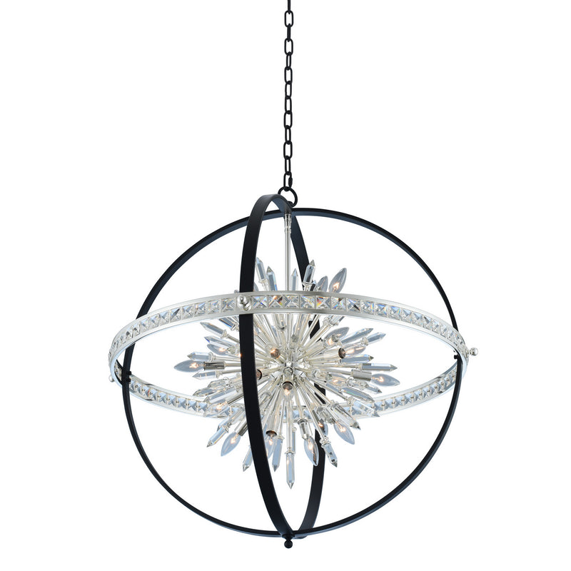 Allegri 033652-050-FR001 24 Light Pendant, Matte Black W/ Polished Silver