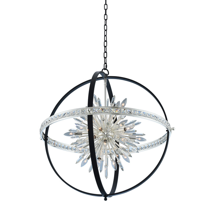 Allegri 033652-050-FR001 24 Light Pendant, Matte Black W/ Polished Silver