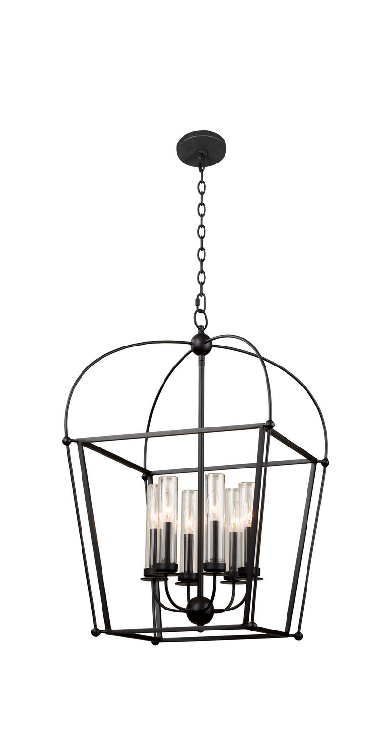 Kalco 409352BM Six Light Outdoor Pendant, Smooth Matte Black