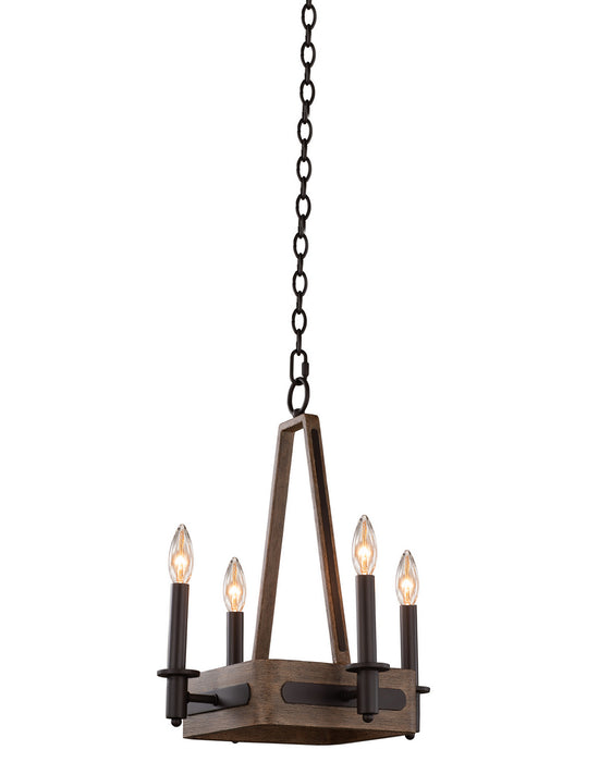 Kalco 508970SZ Four Light Chandelier, Satin Bronze
