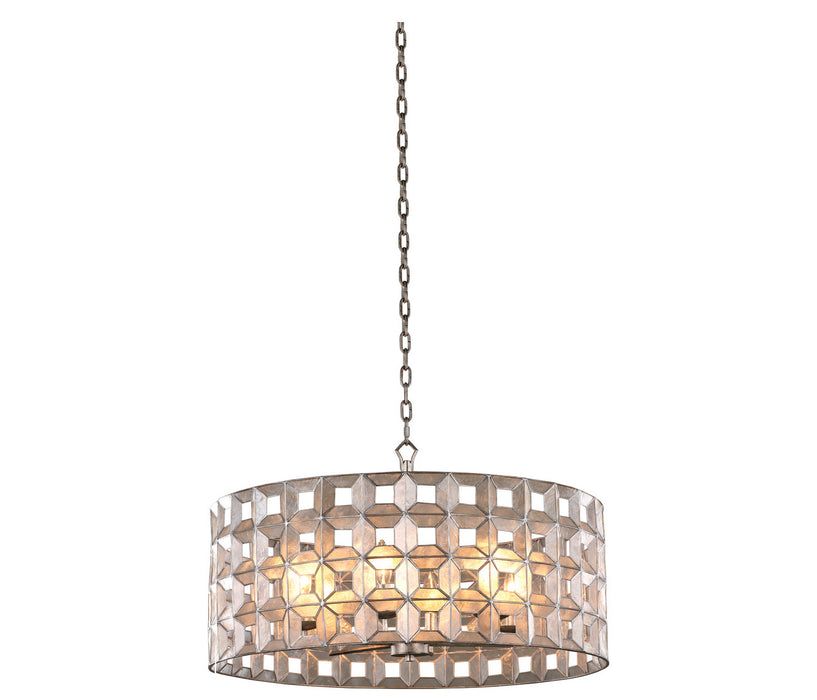 Kalco 509152OSL Six Light Pendant, Oxidized Silver Leaf