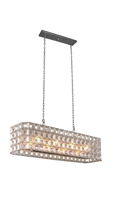 Kalco 509160OSL Eight Light Island Pendant, Oxidized Silver Leaf