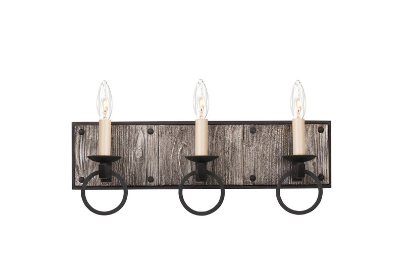 Kalco 509233BI Three Light Bath, Black Iron