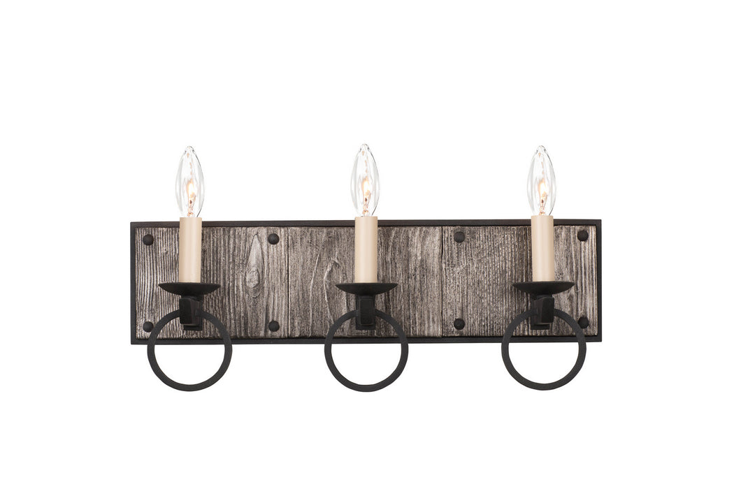 Kalco 509233BI Three Light Bath, Black Iron
