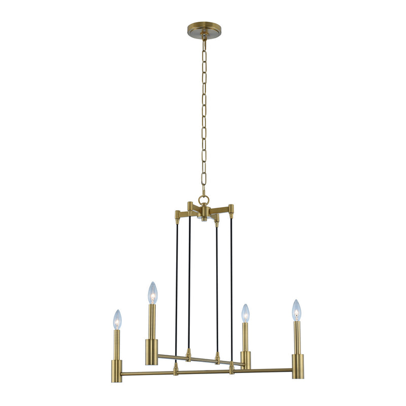 Kalco 509870WB Four Light Chandelier, Winter Brass