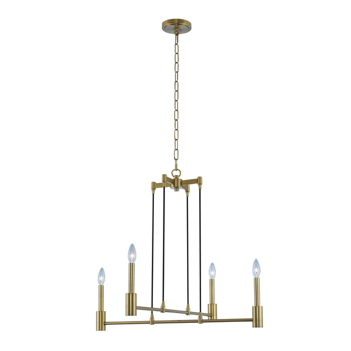 Kalco 509870WB Four Light Chandelier, Winter Brass