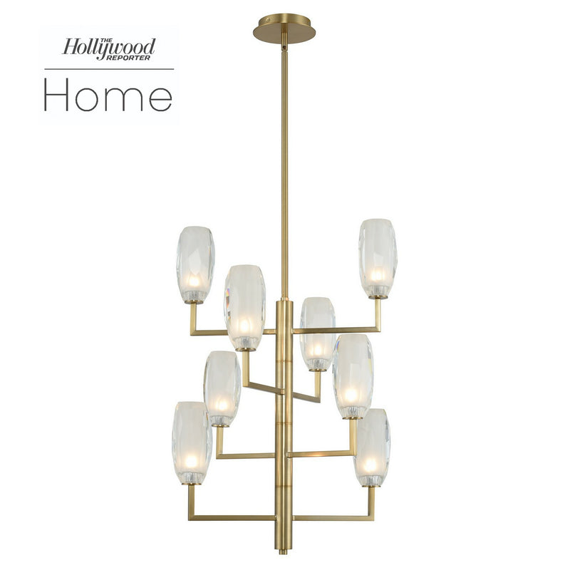 Kalco 511550WB LED Foyer Chandelier, Winter Brass