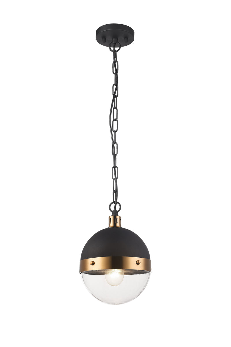 Matteo Lighting C61801AGCL One Light Pendant, Aged Gold Brass