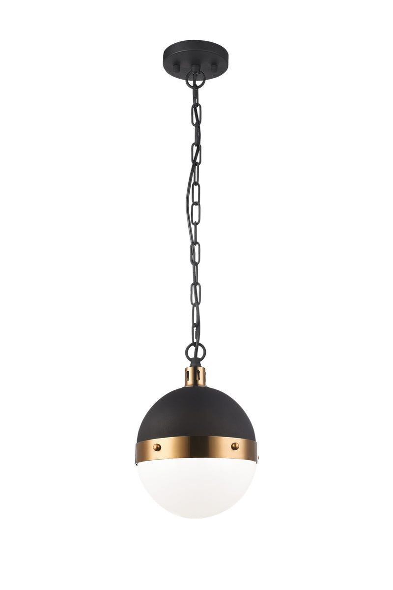 Matteo Lighting C61801AGOP One Light Pendant, Aged Gold Brass