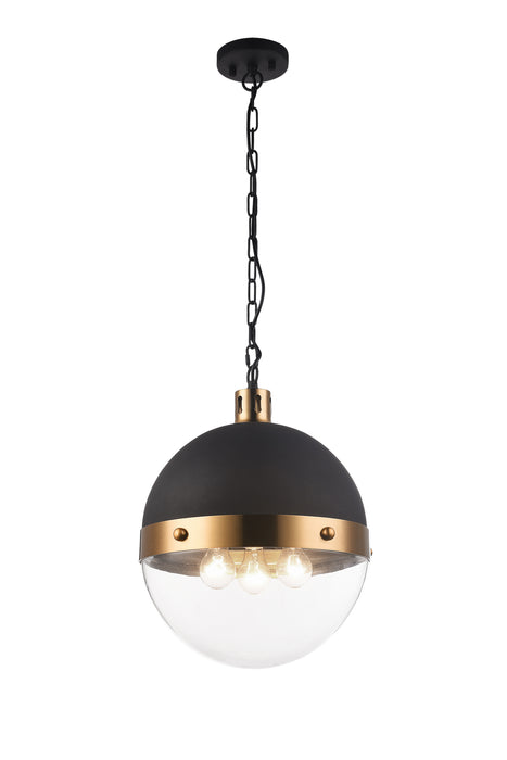 Matteo Lighting C61803AGCL Three Light Pendant, Aged Gold Brass