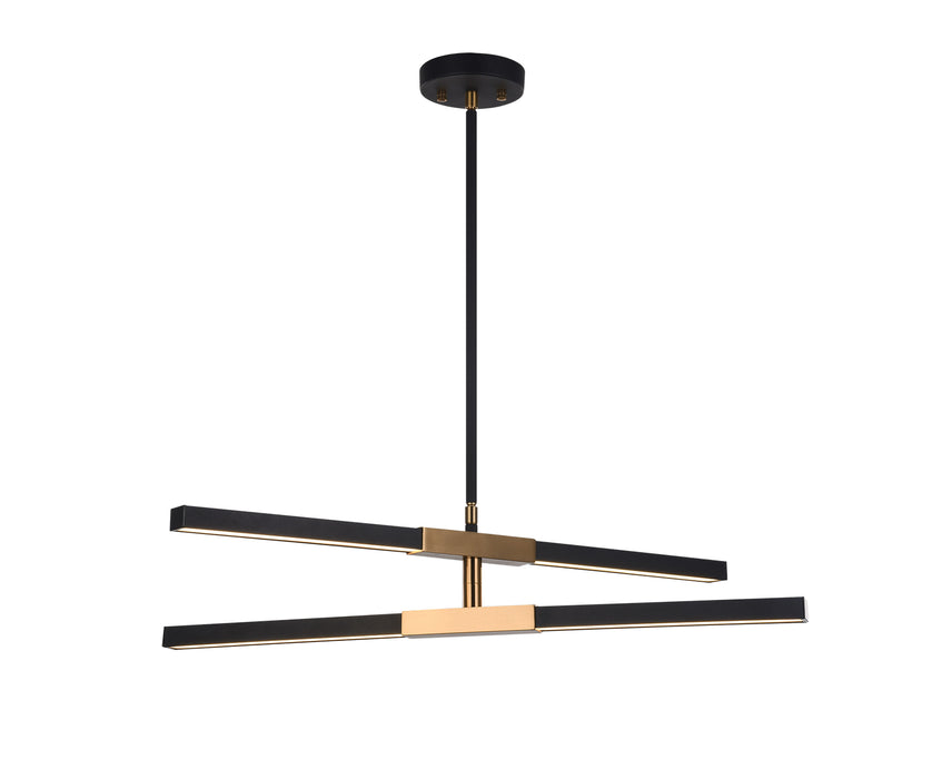 Matteo Lighting C64738MBAG LED Pendant, Matte Black & Aged Gold Brass