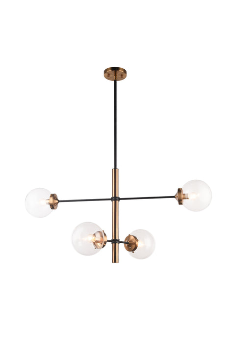 Matteo Lighting C78104AGCL Four Light Pendant, Aged Gold Brass