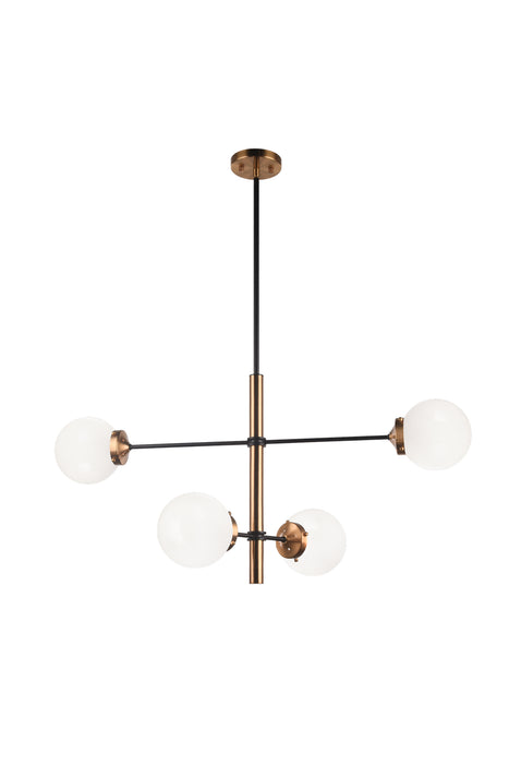 Matteo Lighting C78104AGOP Four Light Pendant, Aged Gold Brass