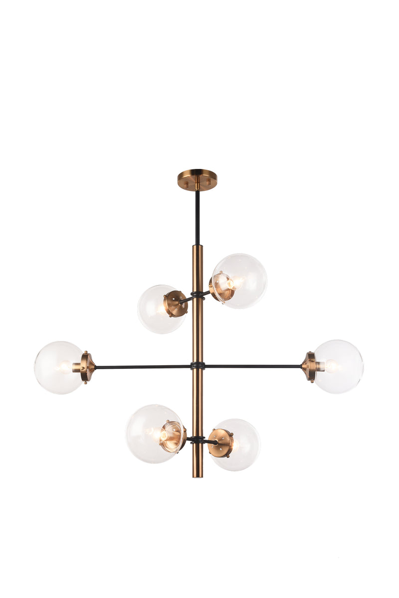Matteo Lighting C78106AGCL Six Light Chandelier, Aged Gold Brass