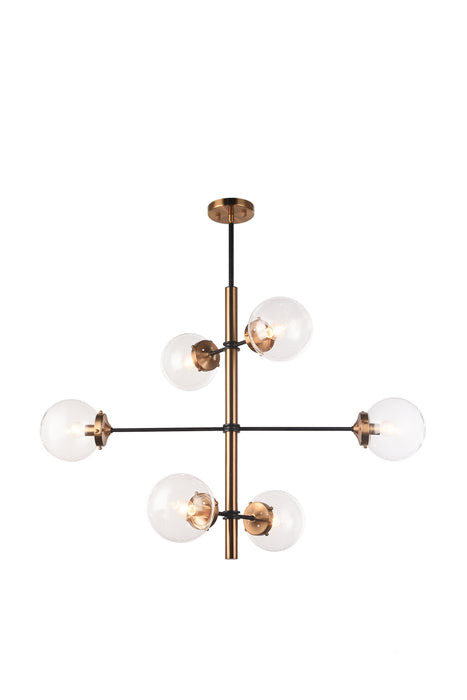 Matteo Lighting C78106AGCL Six Light Chandelier, Aged Gold Brass