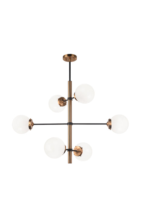 Matteo Lighting C78106AGOP Six Light Chandelier, Aged Gold Brass